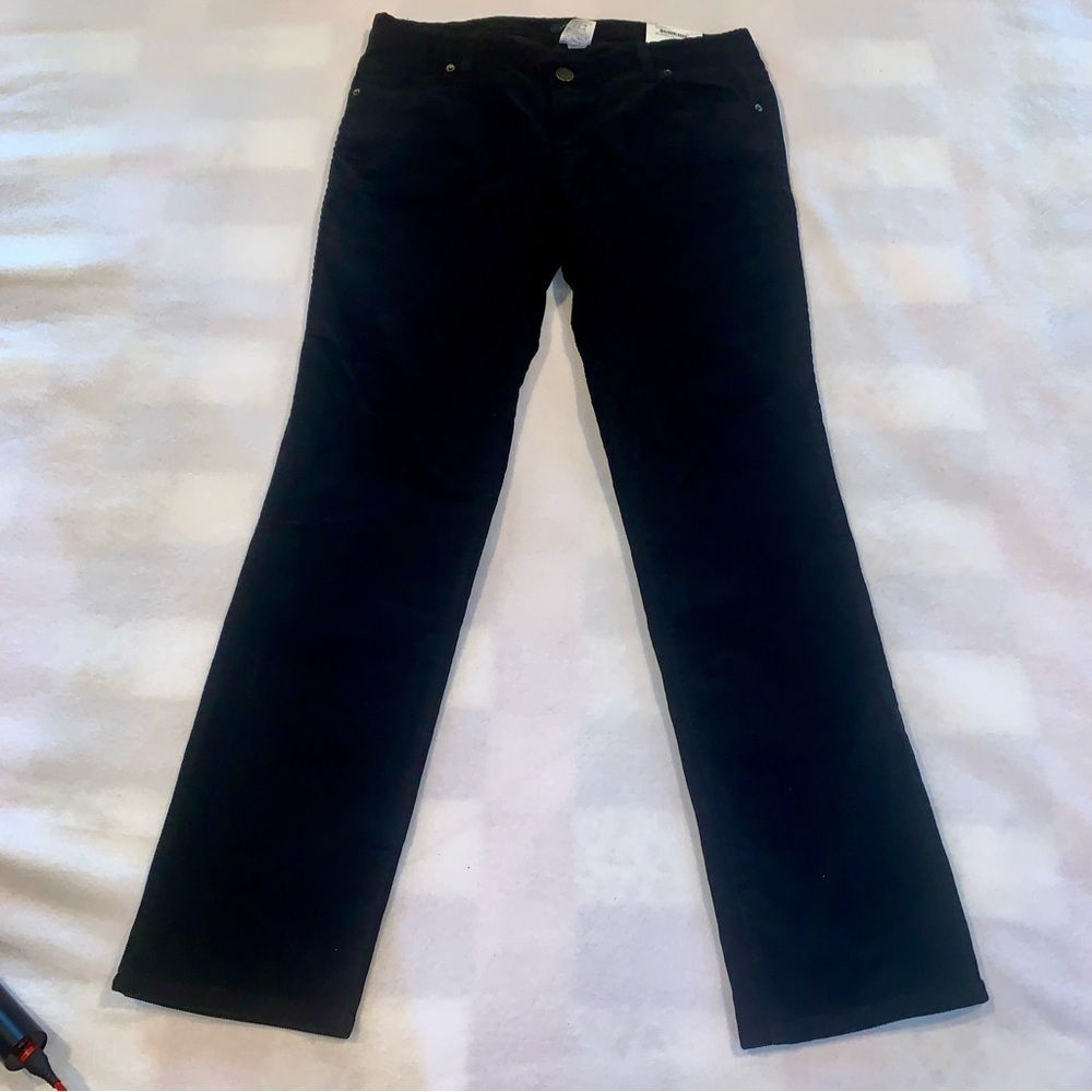 Lands End Corduroy Pants Womens 12 Fit 1 Black Soft Slim Ankle Legs Pockets